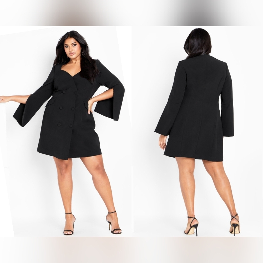 City Chic Kallie Blazer Black Dress - Picture 2 of 7